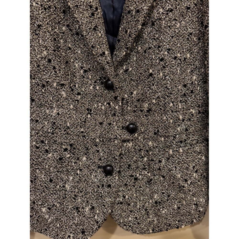 J.Crew Collection Tweed Blazer Jacket Gold Black Size 8 Holiday Party Statement - Picture 4 of 7